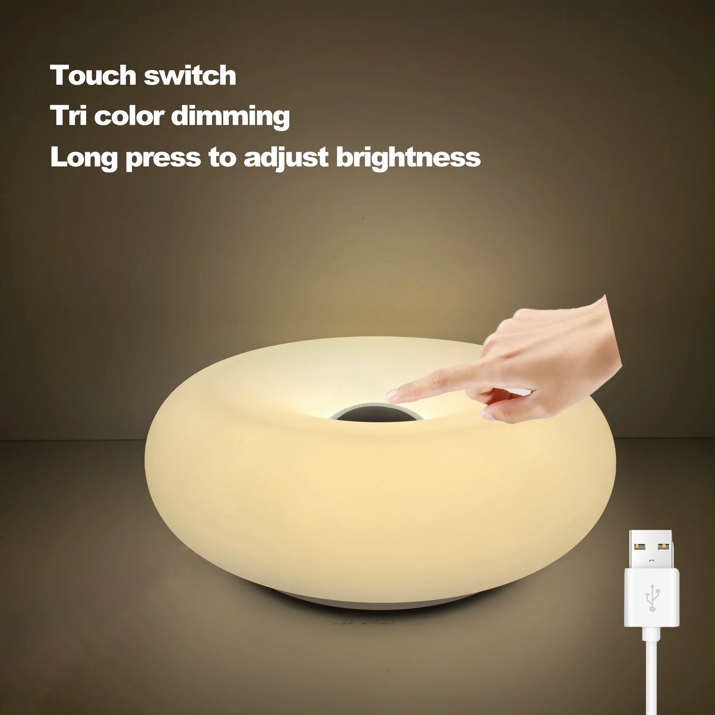 Bauhaus table lamp USB plug bedroom bedside lamp living room dining room decoration donut ambient light（Not glass）