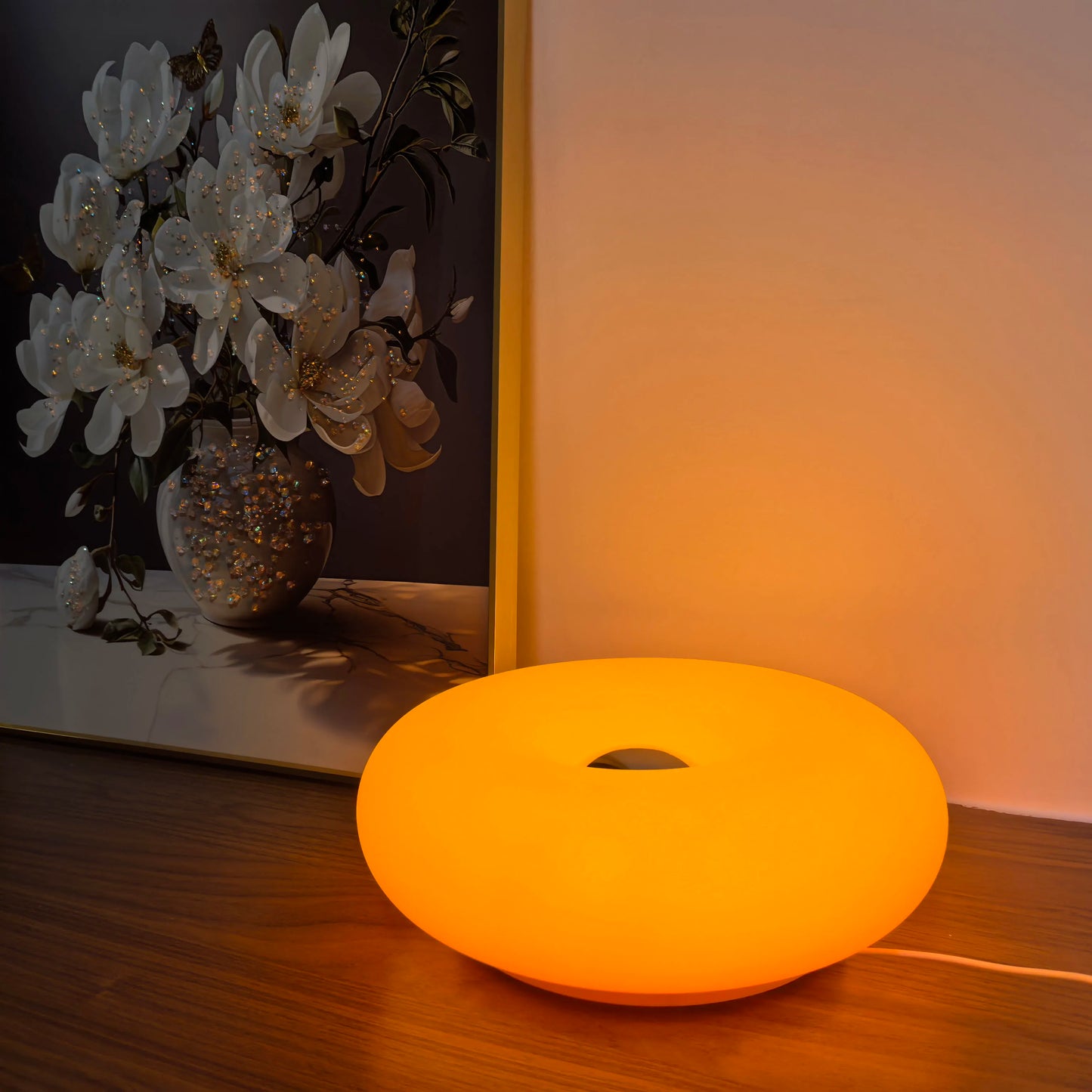 Bauhaus table lamp USB plug bedroom bedside lamp living room dining room decoration donut ambient light（Not glass）