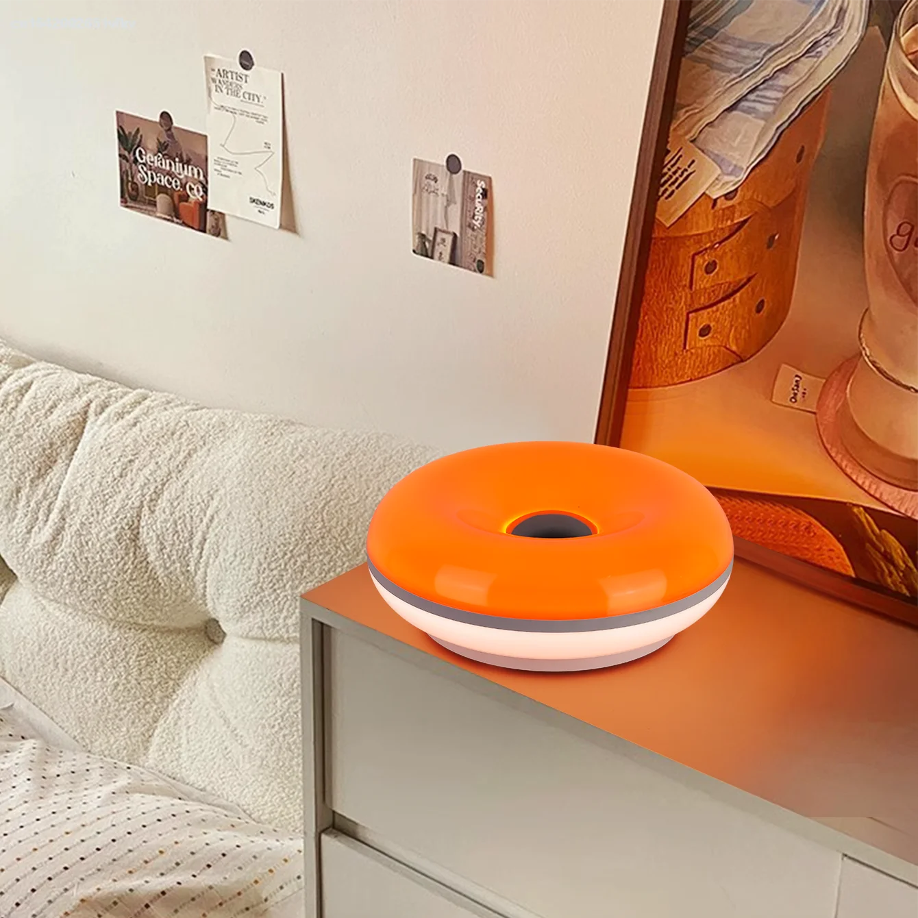 Bauhaus table lamp USB plug bedroom bedside lamp living room dining room decoration donut ambient light（Not glass）